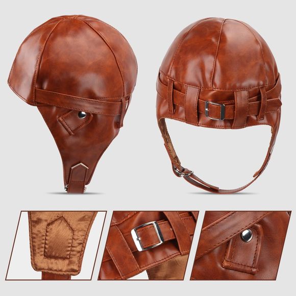 Aviator Costume 4pcs 1920s Vintage Aviator Hat With Goggles White Scarf Brooch🐻 - Picture 2 of 7